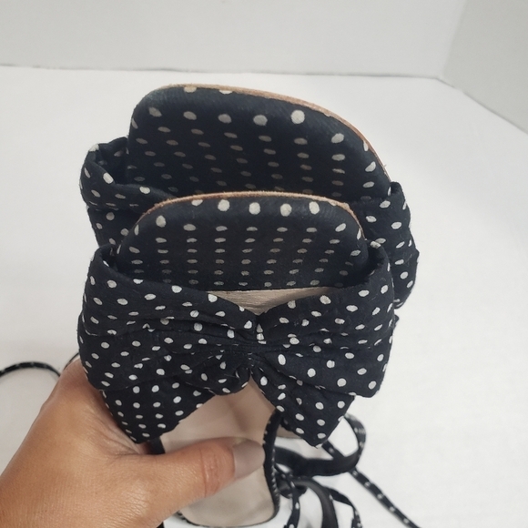 Loeffler Randall Leia Polka Dot Ankle Wrap Low Heel Sandals Size 8.5 B - Picture 11 of 13